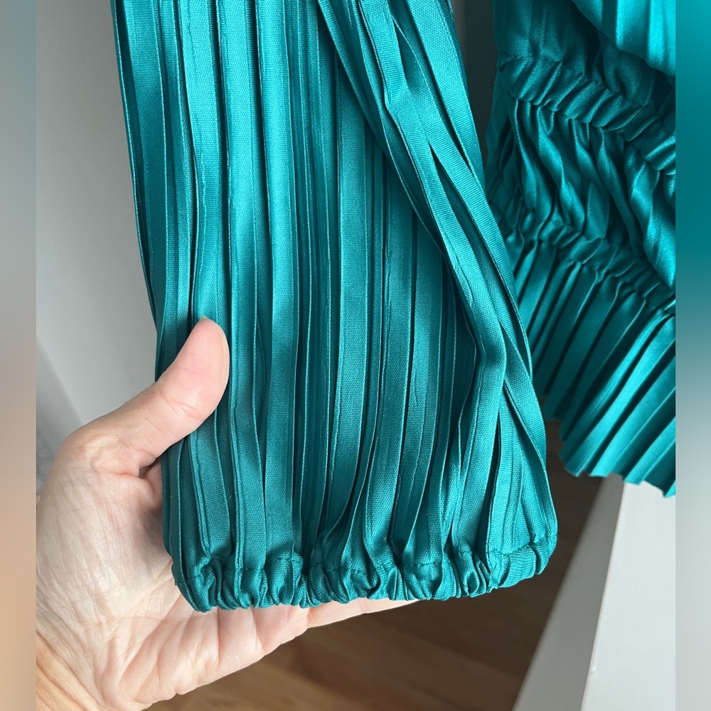 Japna Teal Pleated Wrap Blouse - Picture 5 of 5